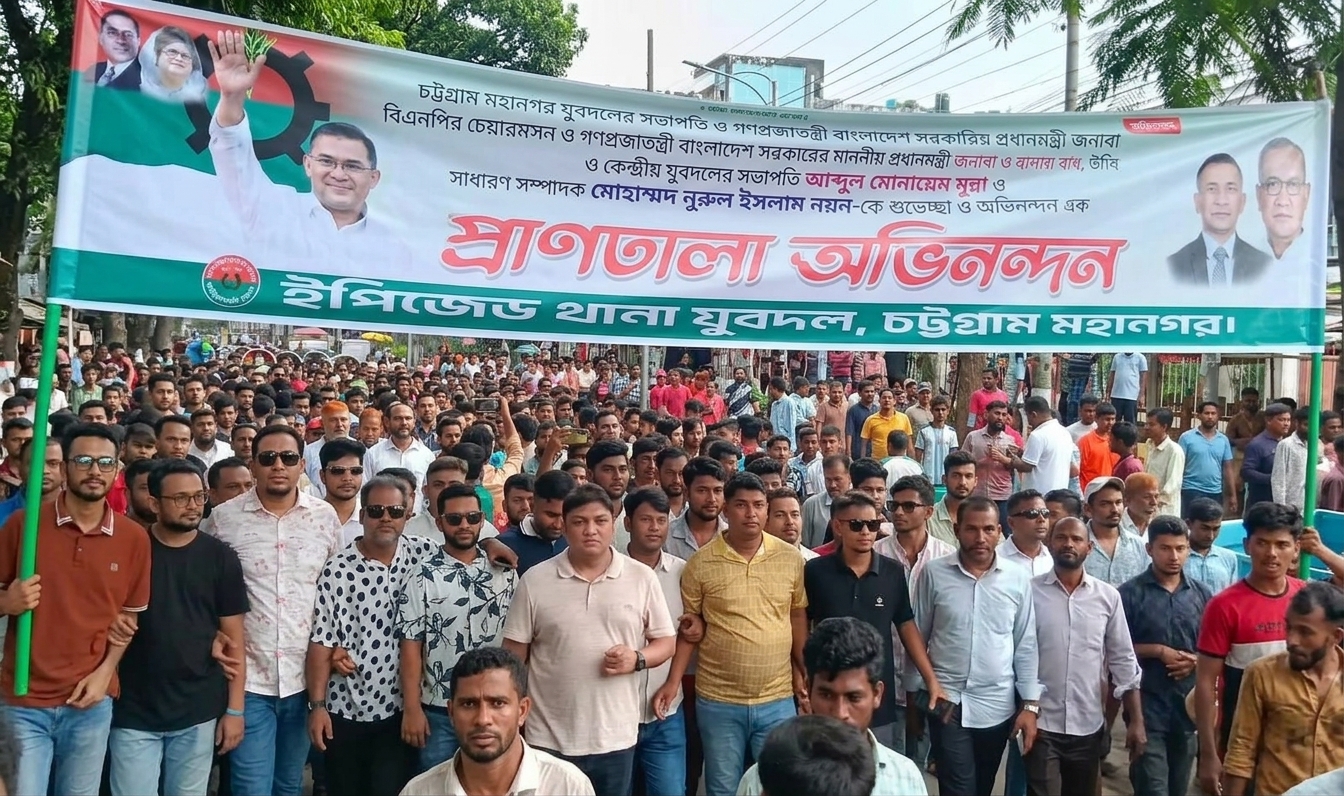 কমিটি পুনর্বহালে চট্টগ্রামে যুবদলের মিছিল সভাপতি দীপ্তি, সিনিয়র সহ-সভাপতি ইকবাল ও সাঃ সম্পাদক শাহ